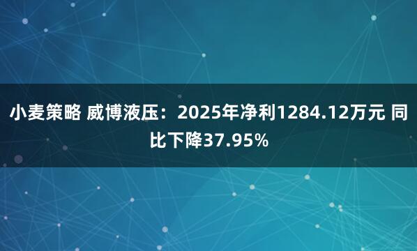 小麦策略 威博液压:2025年净利1284.12万元 同比下降37.95%